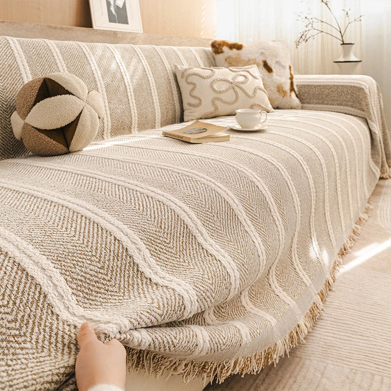 Large Herringbone Chenille Thickened Scratch-Resistant Sofa Protectio... detail view 2 | Petix pet supplies for dogs and cats