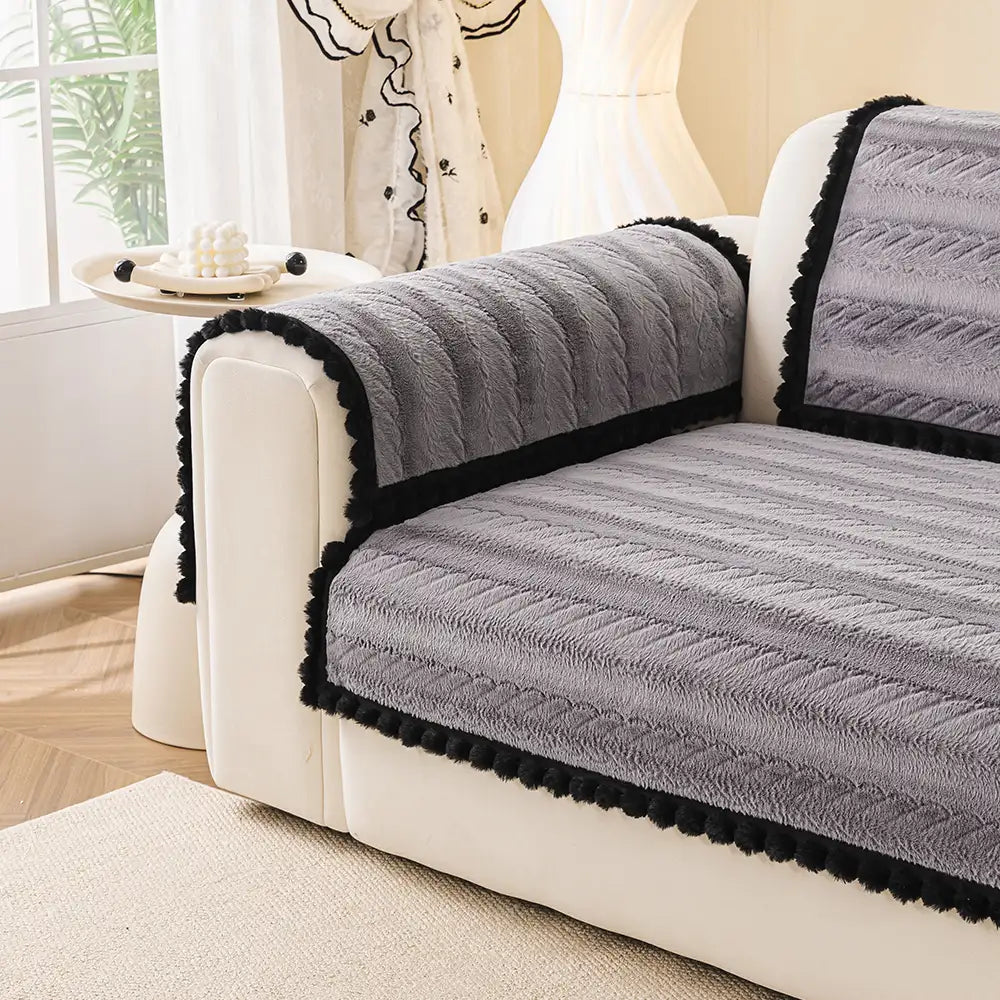 Lazy Chic Plush Winter Sofa Protector Skin-Friendly Couch Cover - Cou... detail view 3 | Petix pet supplies for dogs and cats