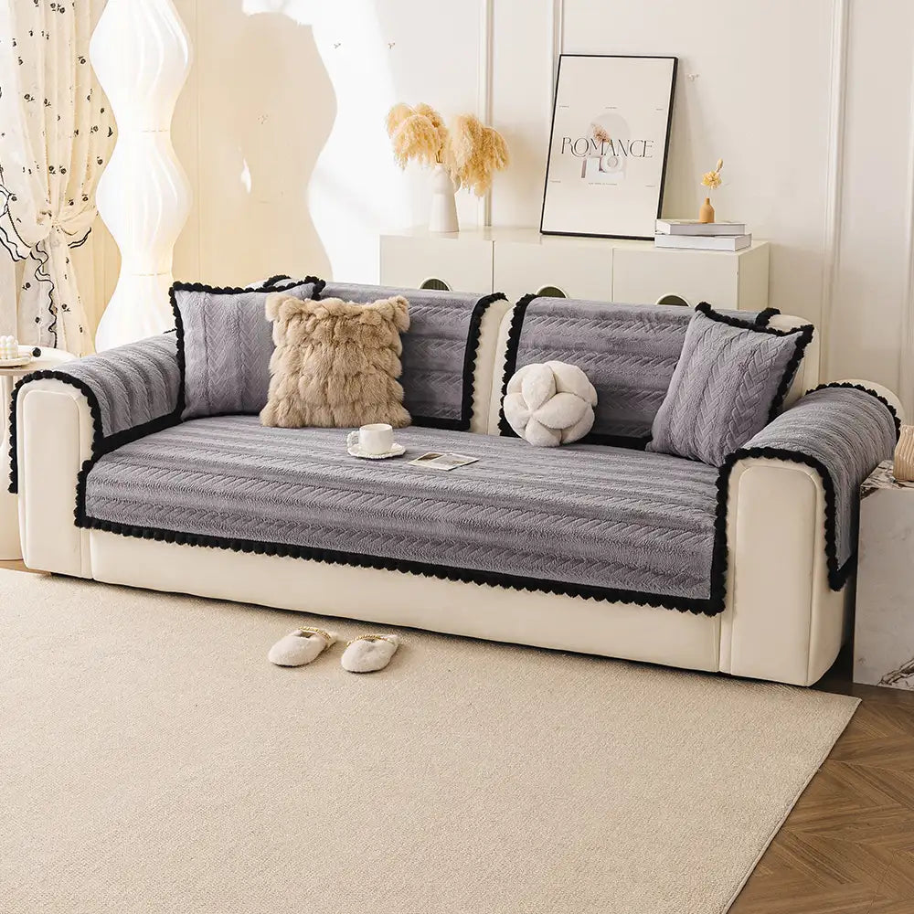 Lazy Chic Plush Winter Sofa Protector Skin-Friendly Couch Cover - Co... detail view 10 | Petix pet supplies for dogs and cats