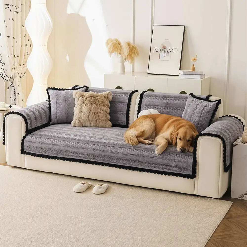 Lazy Chic Plush Winter Sofa Protector Skin-Friendly Couch Cover - Co... detail view 13 | Petix pet supplies for dogs and cats