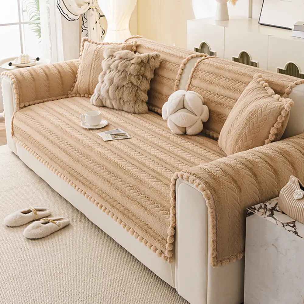 Lazy Chic Plush Winter Sofa Protector Skin-Friendly Couch Cover - Cou... detail view 5 | Petix pet supplies for dogs and cats