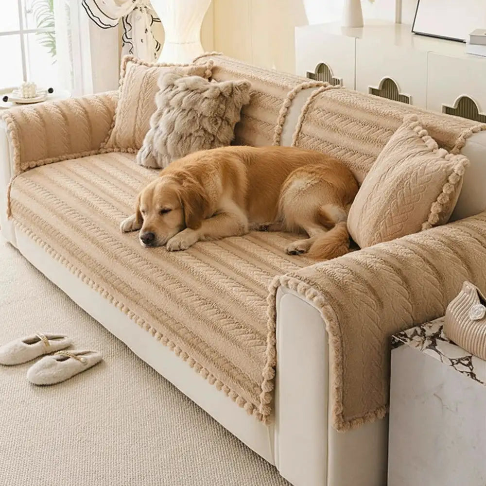 Lazy Chic Plush Winter Sofa Protector Skin-Friendly Couch Cover - Cou... detail view 8 | Petix pet supplies for dogs and cats