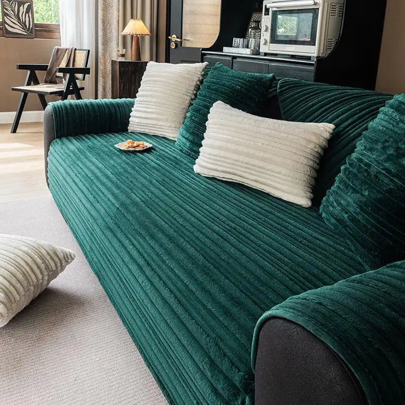 Modern Asymmetrical Stripes Soft Plush Non-Slip Couch Cover - Couch C... detail view 6 | Petix pet supplies for dogs and cats