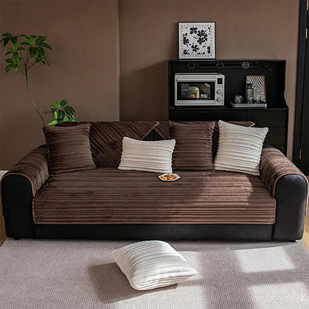 Modern Asymmetrical Stripes Soft Plush Non-Slip Couch Cover - Couch C... detail view 2 | Petix pet supplies for dogs and cats