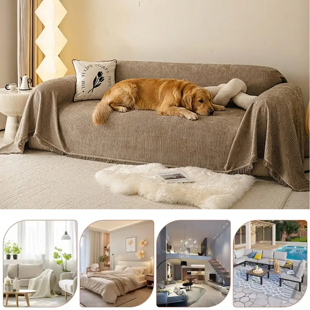 Modern Classic Scratch-Resistant Chenille Sofa Blanket Washable Couc... detail view 10 | Petix pet supplies for dogs and cats