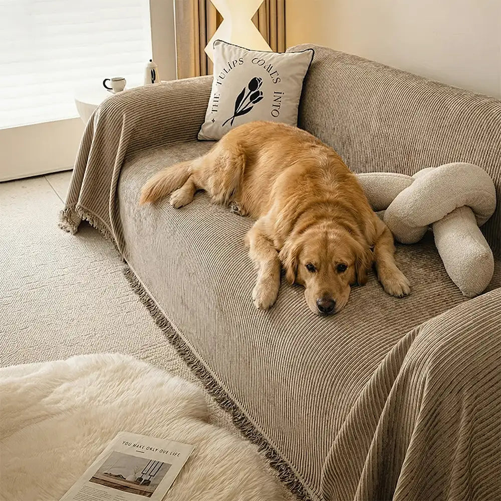 Modern Classic Scratch-Resistant Chenille Sofa Blanket Washable Couch... detail view 3 | Petix pet supplies for dogs and cats