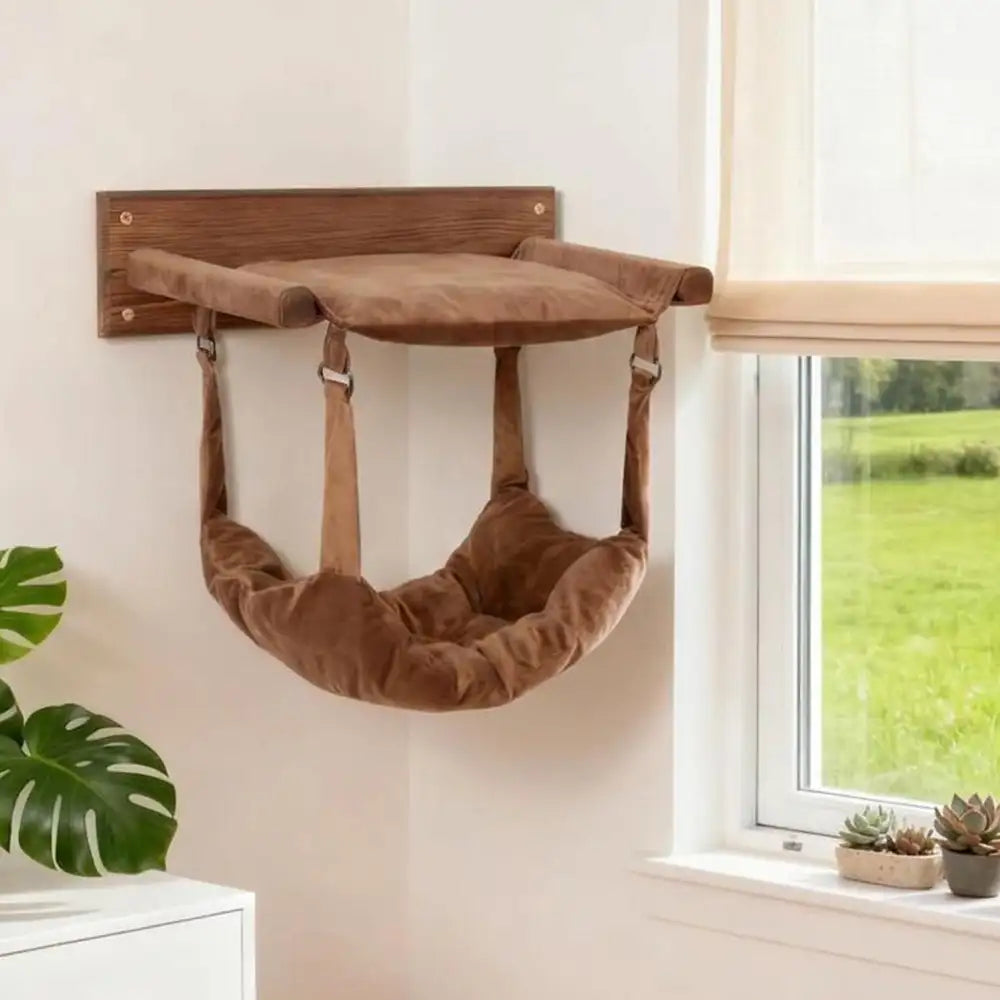 Modern Wooden Double-Layer Cat Wall Hammock for Lounging - Cat Beds detail view 9 | Petix pet supplies for dogs and cats