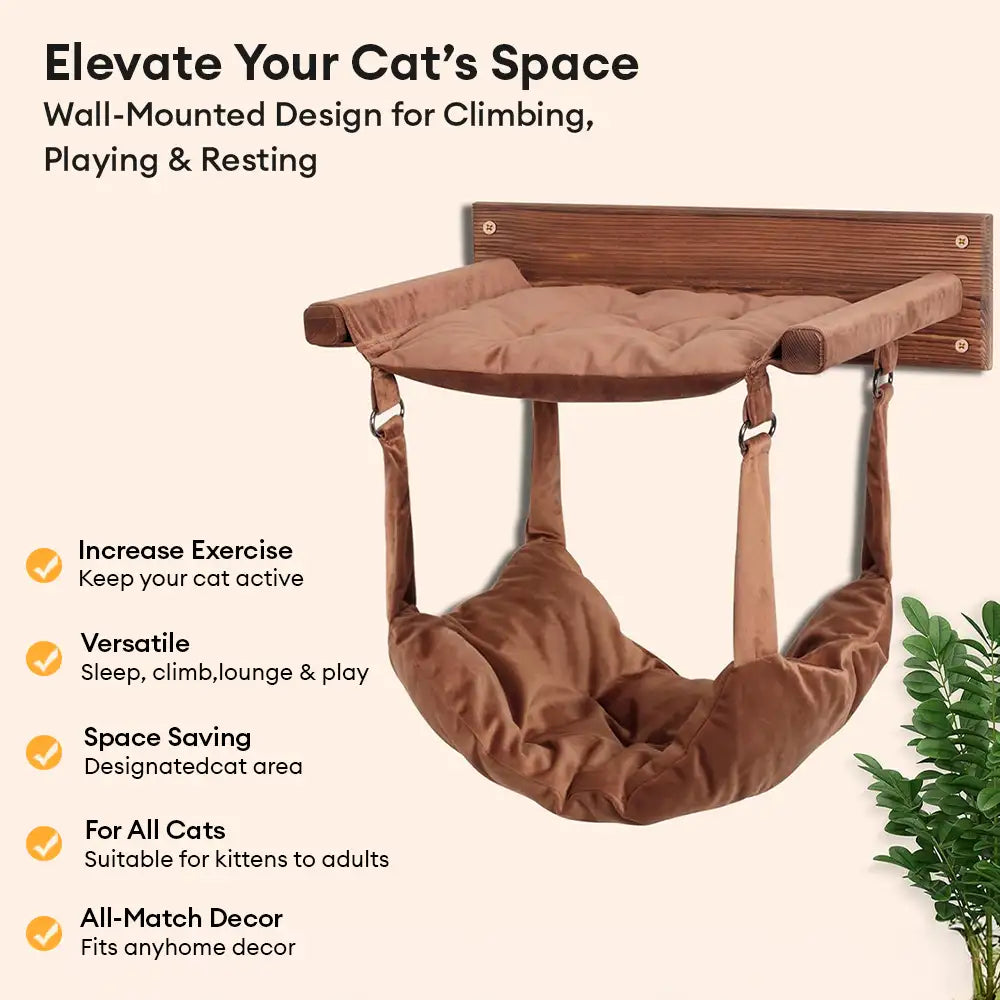 Modern Wooden Double-Layer Cat Wall Hammock for Lounging - Cat Beds detail view 3 | Petix pet supplies for dogs and cats