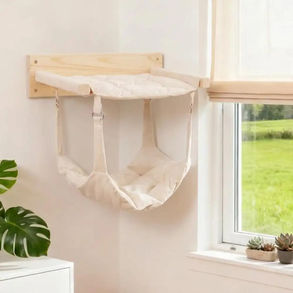 Modern Wooden Double-Layer Cat Wall Hammock for Lounging - Cat Beds detail view 10 | Petix pet supplies for dogs and cats