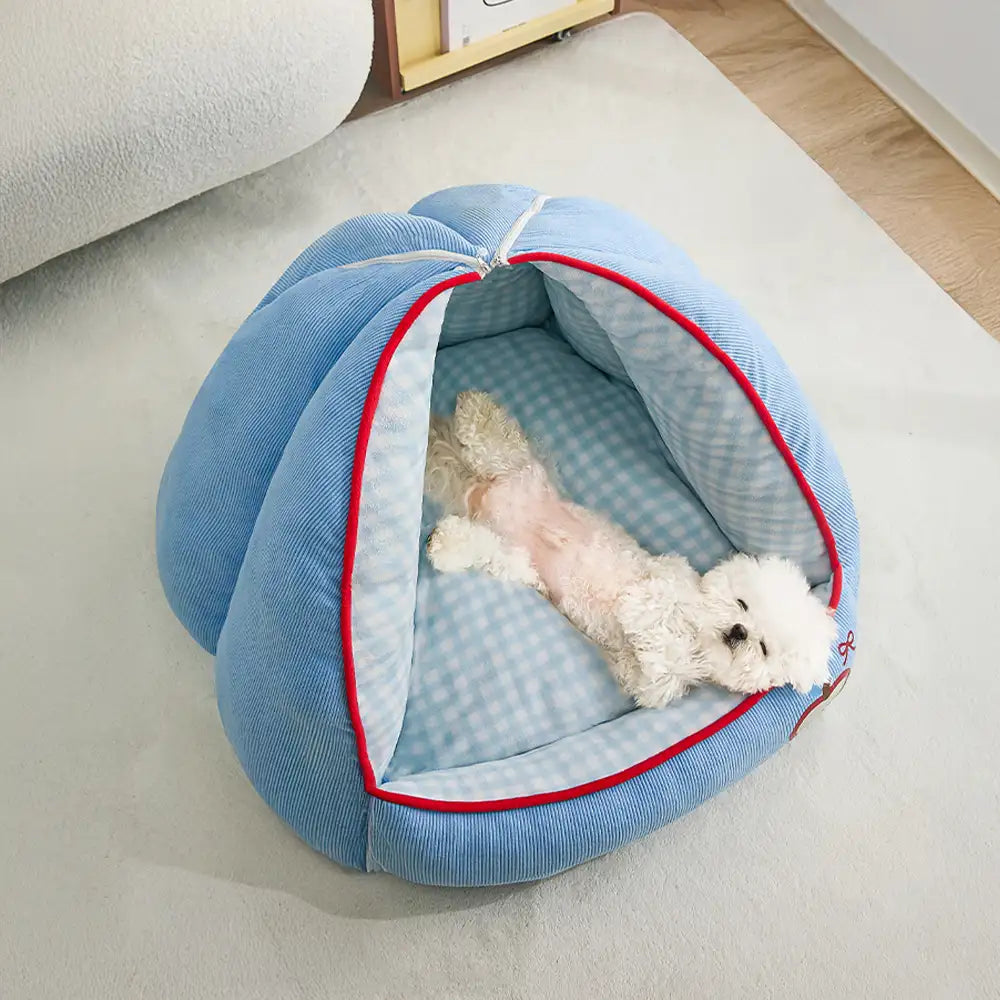 Multifunctional Semi-Enclosed Cave Dog Bed Warming Pet B... lifestyle and size view 16 | Petix pet supplies for dogs and cats