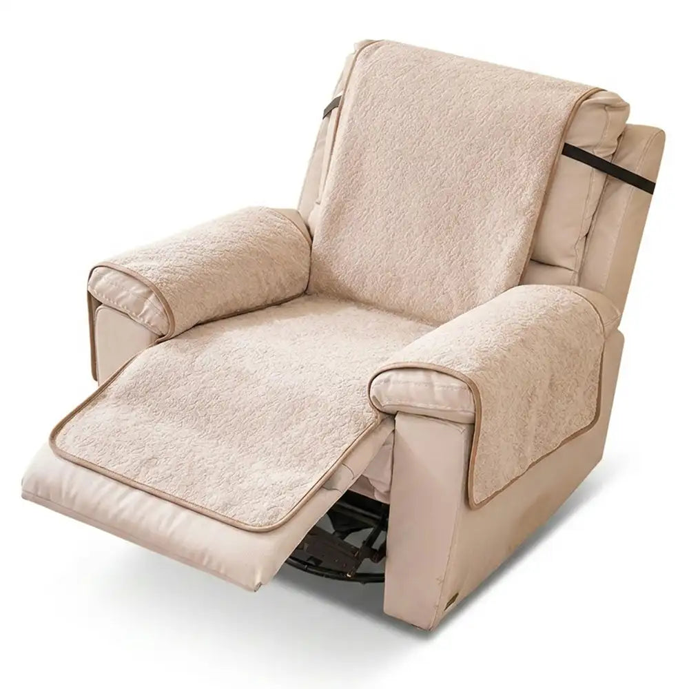 Chenille Scratch-Resistant Recliner Couch Cover With Str... lifestyle and size view 19 | Petix pet supplies for dogs and cats