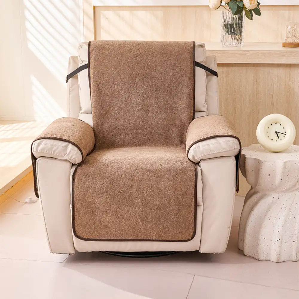 Chenille Scratch-Resistant Recliner Couch Cover With Straps - Snowfl... detail view 12 | Petix pet supplies for dogs and cats