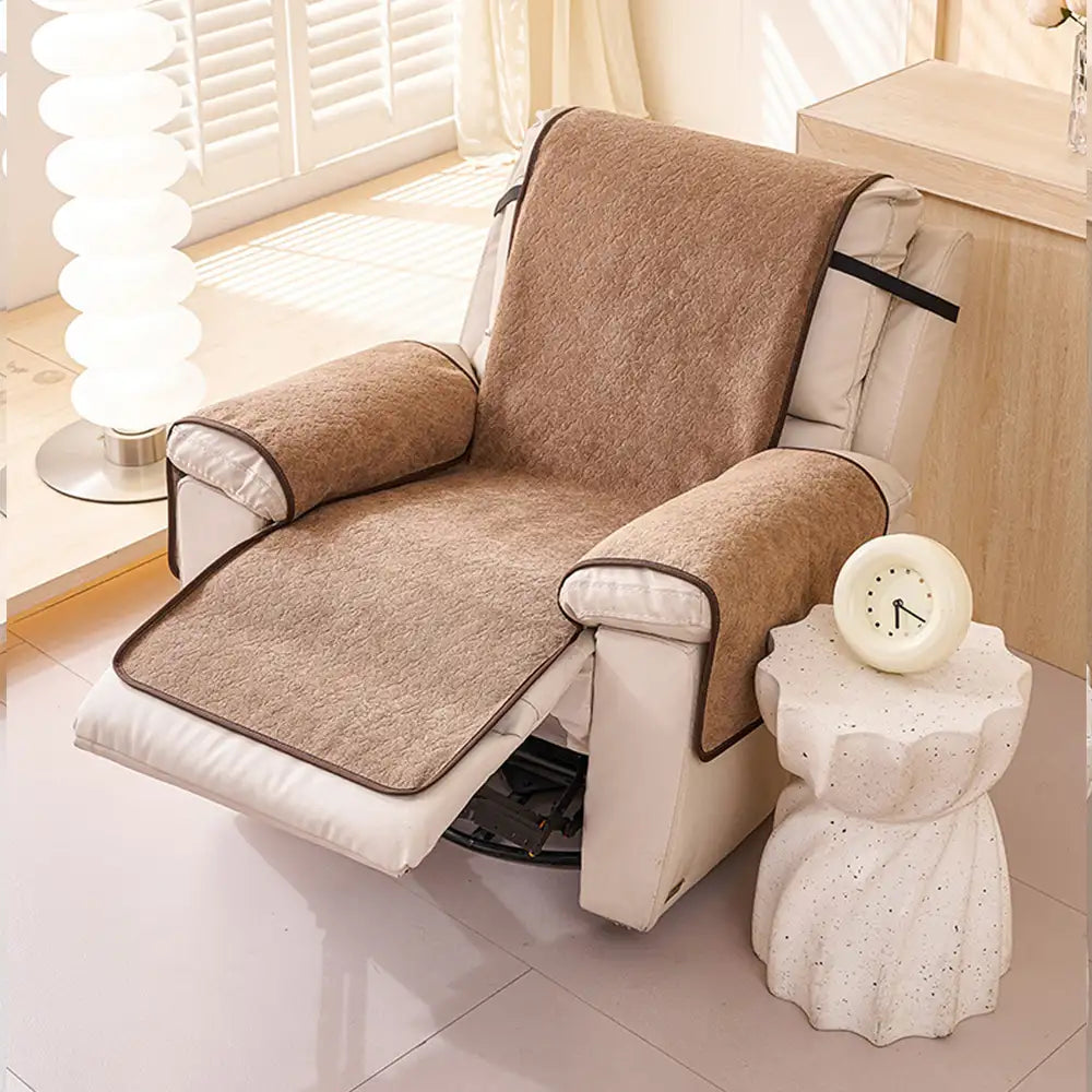 Chenille Scratch-Resistant Recliner Couch Cover With Straps - Snowfla... detail view 3 | Petix pet supplies for dogs and cats