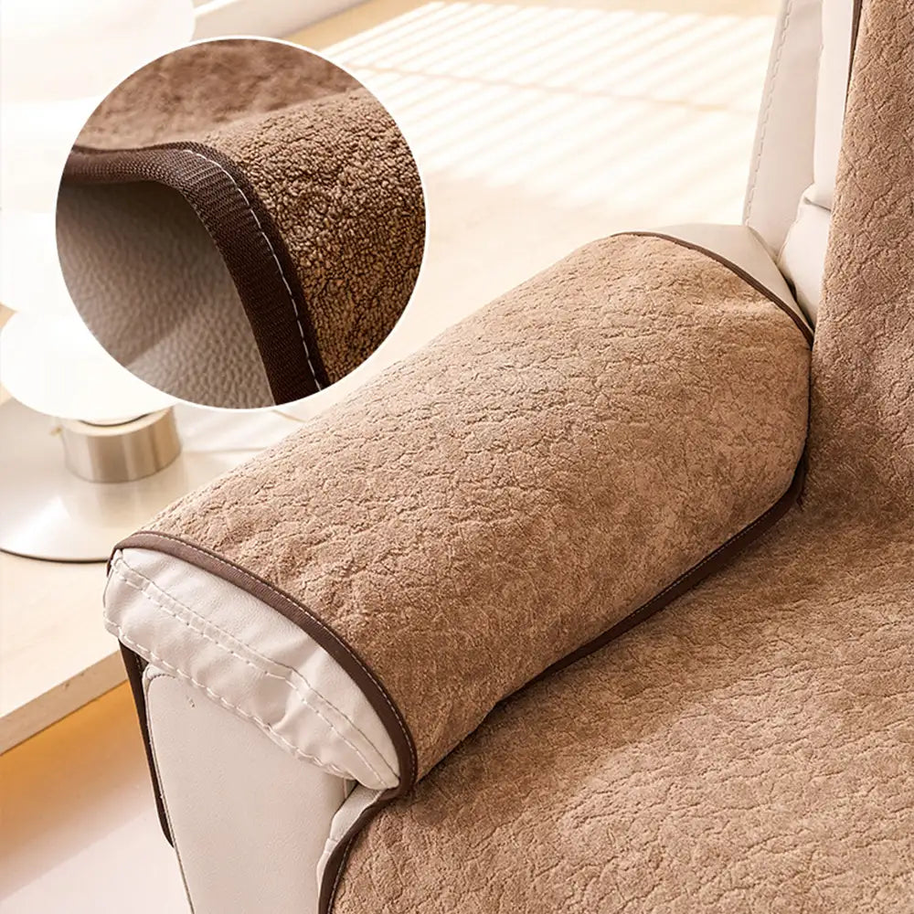 Chenille Scratch-Resistant Recliner Couch Cover With Straps - Snowfla... detail view 7 | Petix pet supplies for dogs and cats
