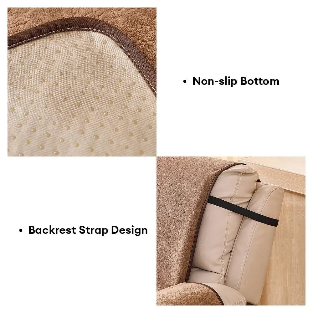 Chenille Scratch-Resistant Recliner Couch Cover With Straps - Snowfla... detail view 8 | Petix pet supplies for dogs and cats