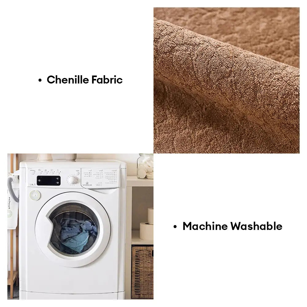 Chenille Scratch-Resistant Recliner Couch Cover With Straps - Snowfla... detail view 9 | Petix pet supplies for dogs and cats