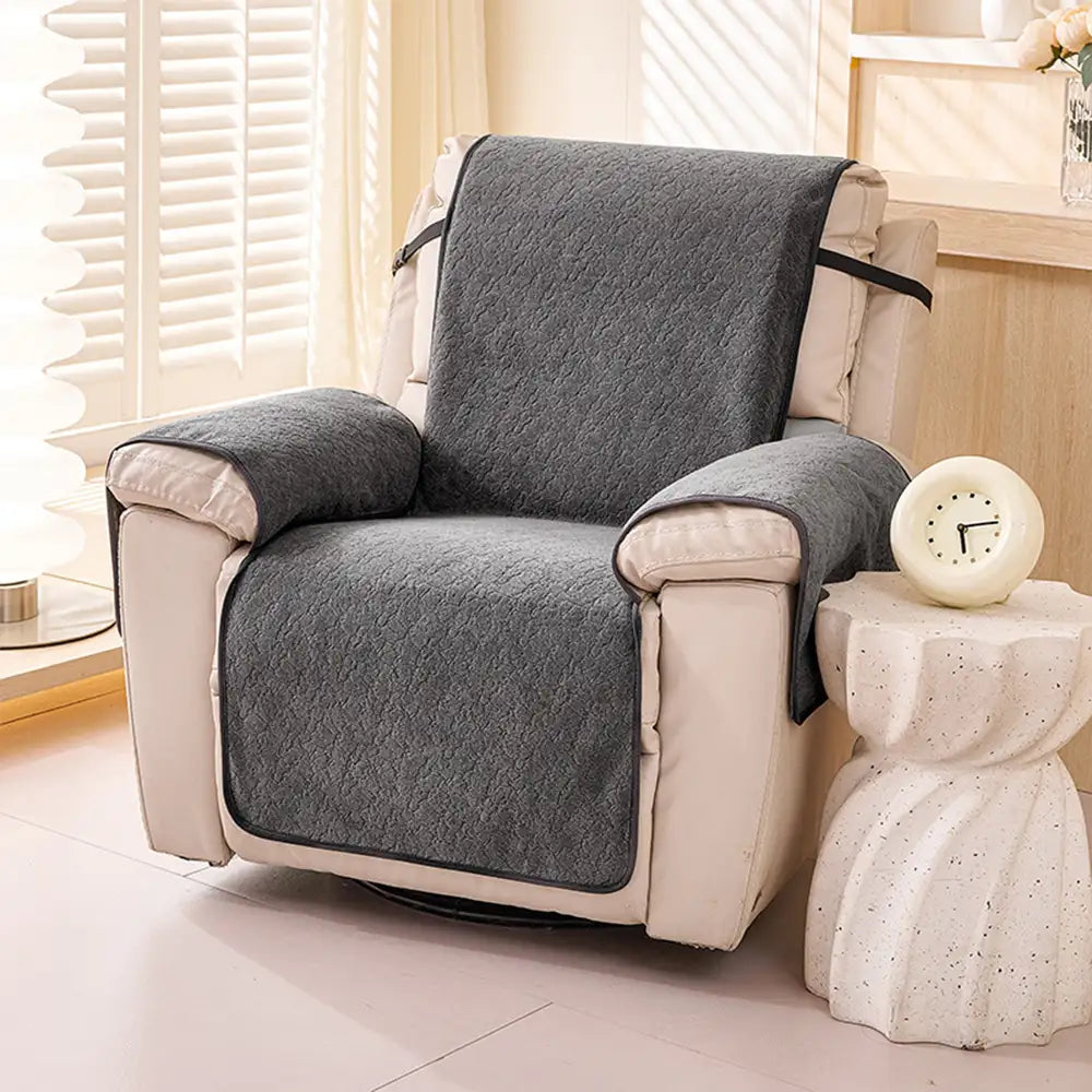 Chenille Scratch-Resistant Recliner Couch Cover With Straps - Snowfl... detail view 13 | Petix pet supplies for dogs and cats