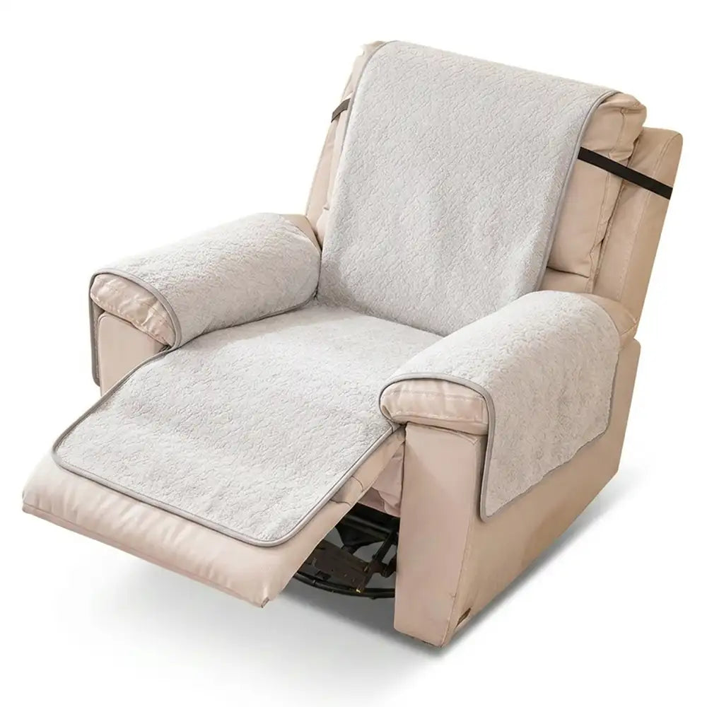 Chenille Scratch-Resistant Recliner Couch Cover With Straps - Snowfl... detail view 16 | Petix pet supplies for dogs and cats