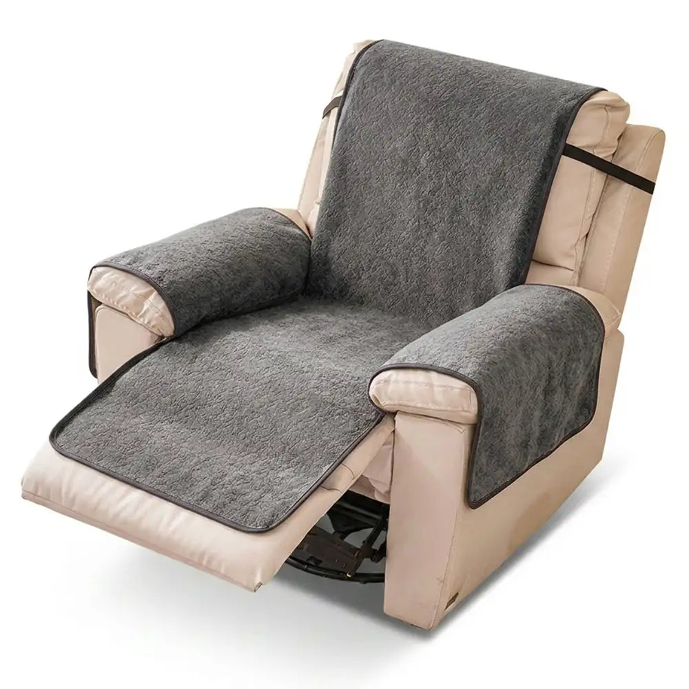 Chenille Scratch-Resistant Recliner Couch Cover With Straps - Snowfl... detail view 18 | Petix pet supplies for dogs and cats