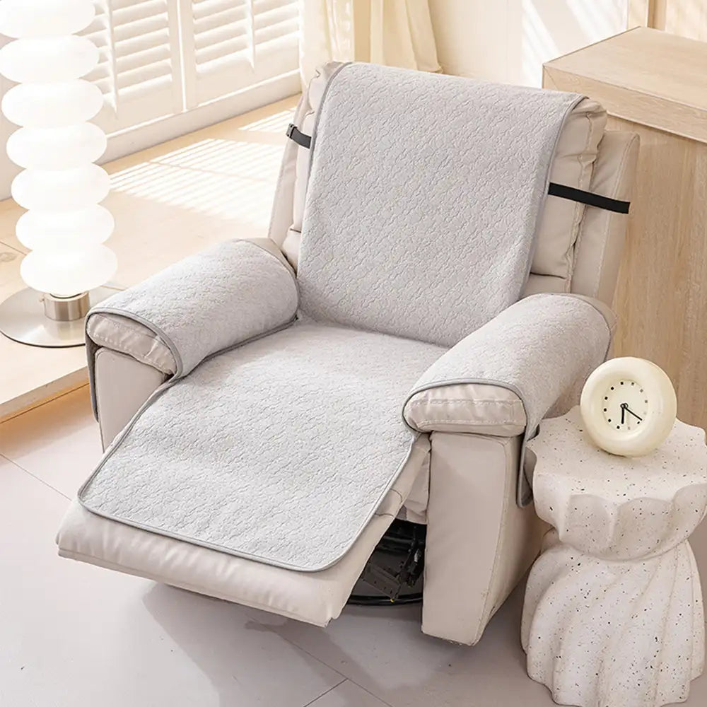 Chenille Scratch-Resistant Recliner Couch Cover With Straps - Snowfla... detail view 2 | Petix pet supplies for dogs and cats