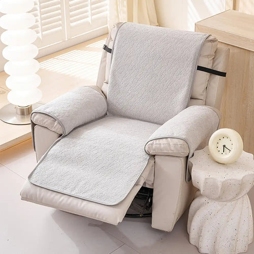 Chenille Scratch-Resistant Recliner Couch Cover With Straps - Snowfla... detail view 2 | Petix pet supplies for dogs and cats