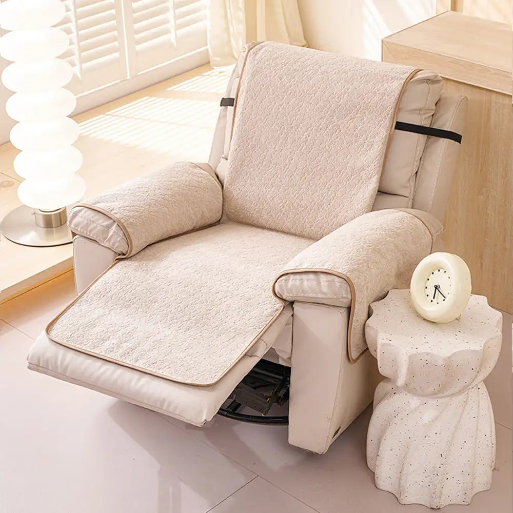 Chenille Scratch-Resistant Recliner Couch Cover With Straps - Snowfla... detail view 5 | Petix pet supplies for dogs and cats