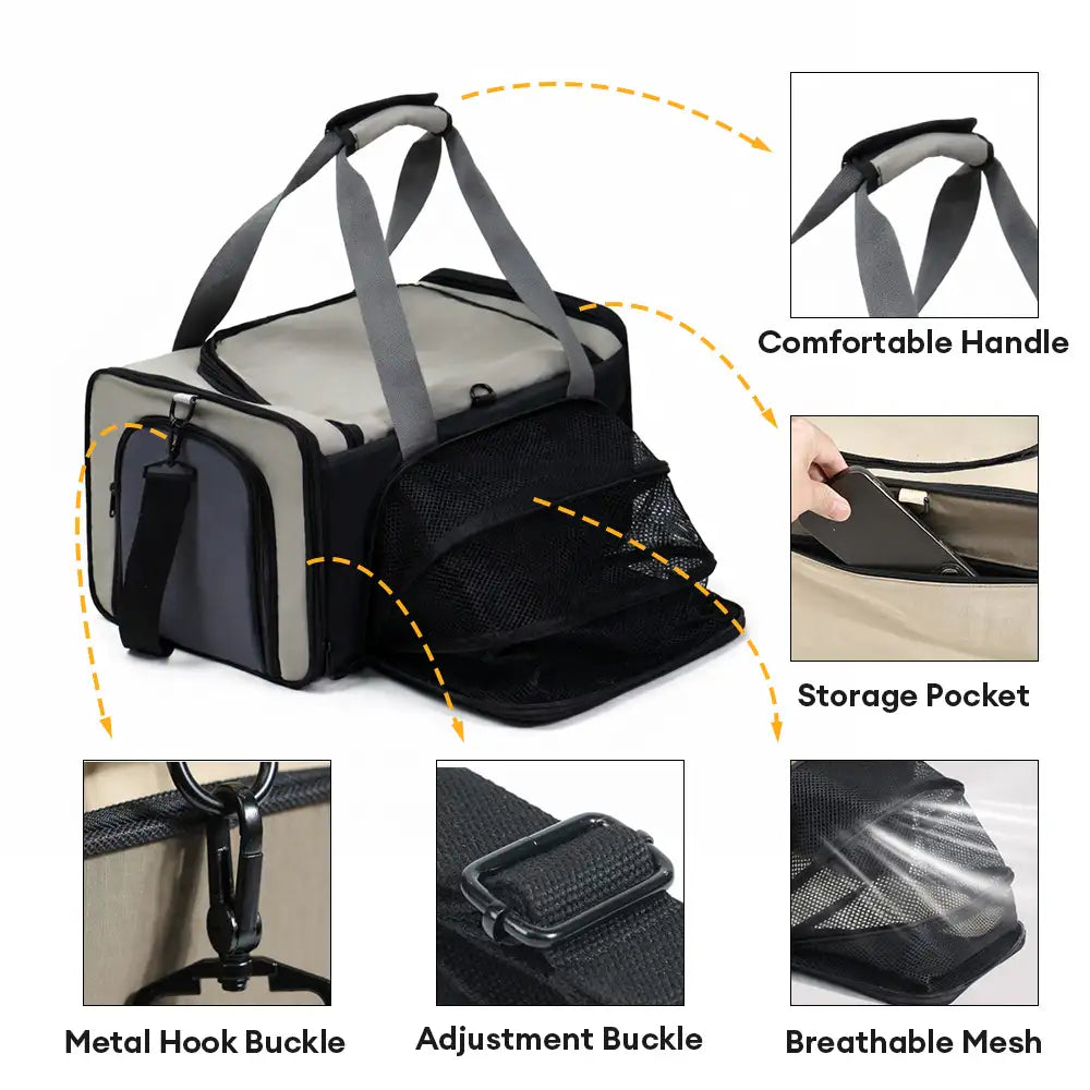 Airline Approved Outdoor Portable Breathable Large-Capacity Expandabl... detail view 3 | Petix pet supplies for dogs and cats