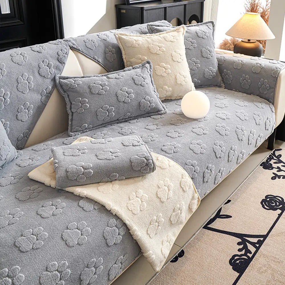 Paw Print Cute Plush Thick Sofa Decoration Non-slip Couch Cover... main product image | Petix pet supplies for dogs and cats