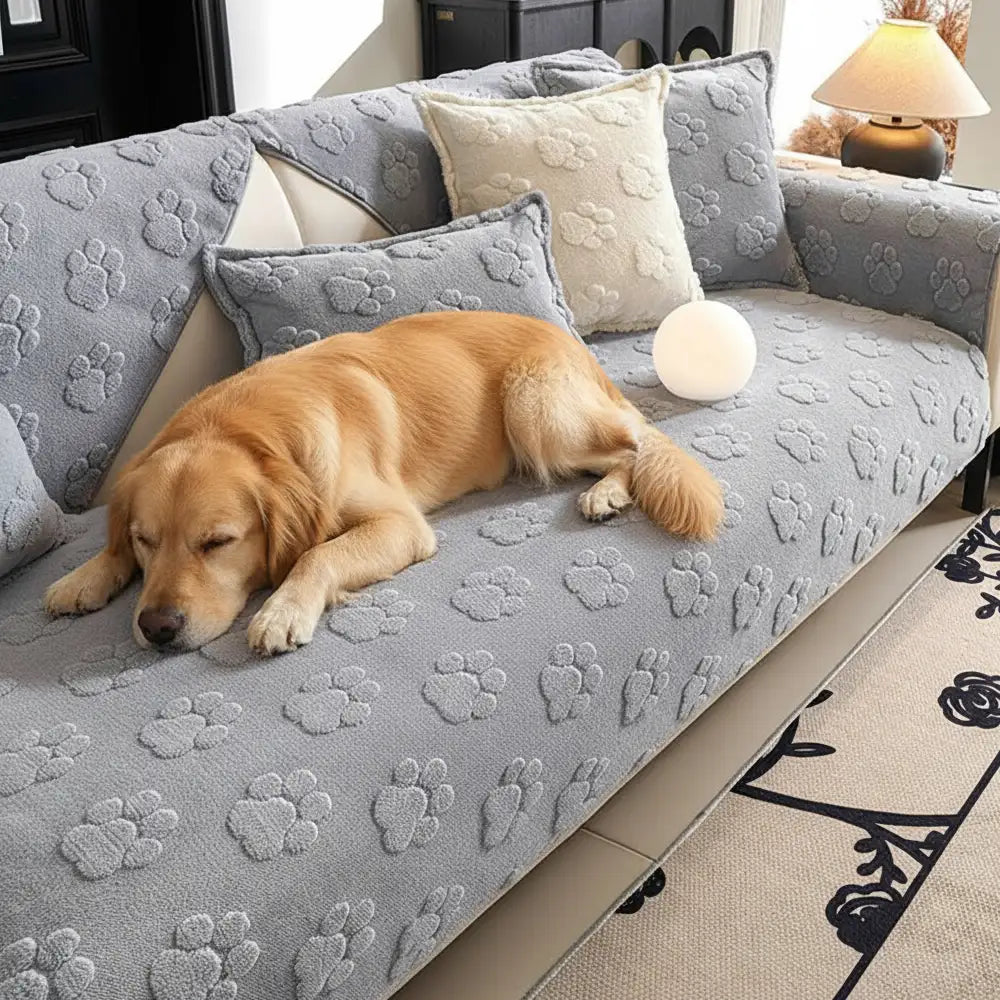 Paw Print Cute Plush Thick Sofa Decoration Non-slip Couch Cover - Cou... detail view 7 | Petix pet supplies for dogs and cats