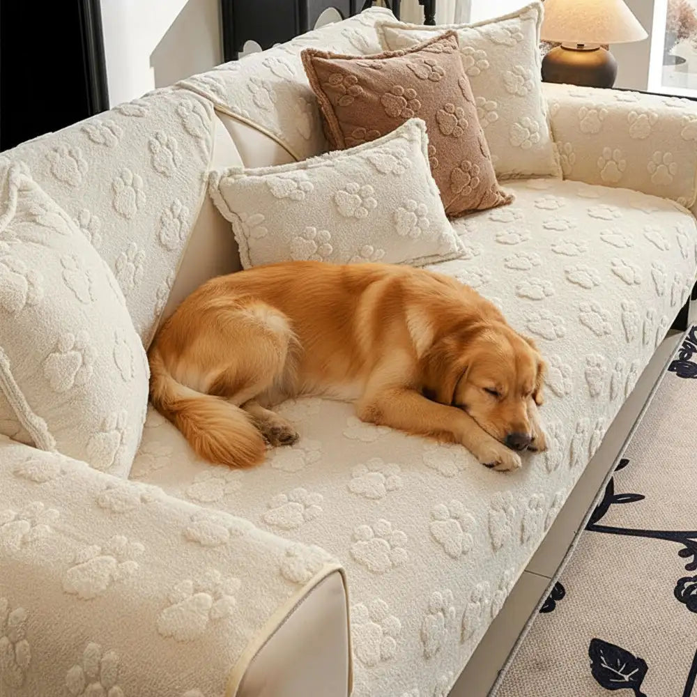 Paw Print Cute Plush Thick Sofa Decoration Non-slip Couch Cover - Co... detail view 10 | Petix pet supplies for dogs and cats