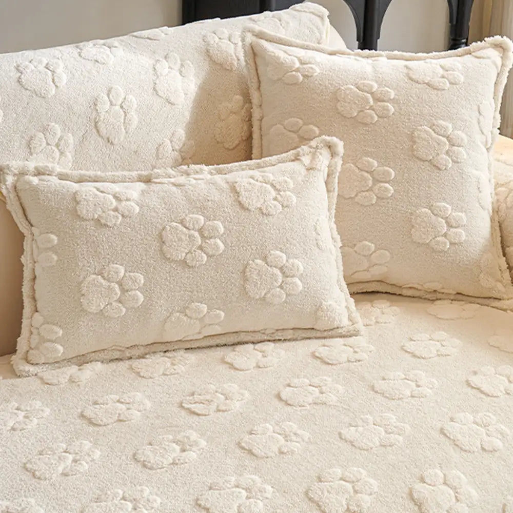 Paw Print Cute Plush Thick Sofa Decoration Non-slip Couch Cover - Cou... detail view 8 | Petix pet supplies for dogs and cats