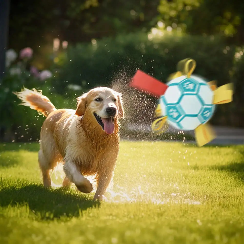 Paw Print Soccer Ball Dog Chew Toy With Straps - Dog Toys detail view 6 | Petix pet supplies for dogs and cats