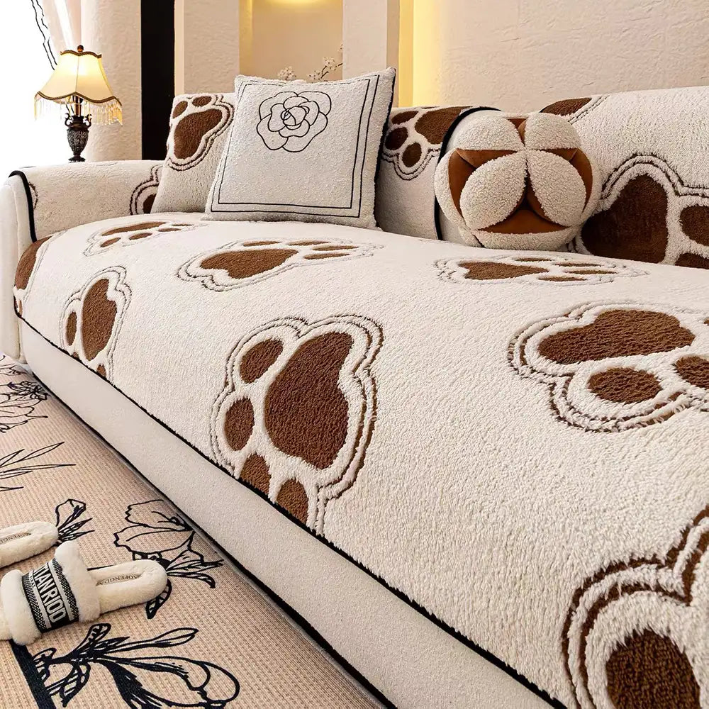 Paw Print Soft Polar Fleece Sofa Protector Non-slip Couch Cover - Cou... detail view 9 | Petix pet supplies for dogs and cats