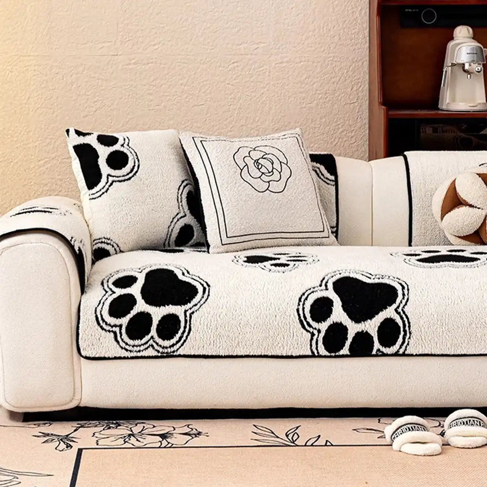 Paw Print Soft Polar Fleece Sofa Protector Non-slip Couch Cover - Cou... detail view 4 | Petix pet supplies for dogs and cats