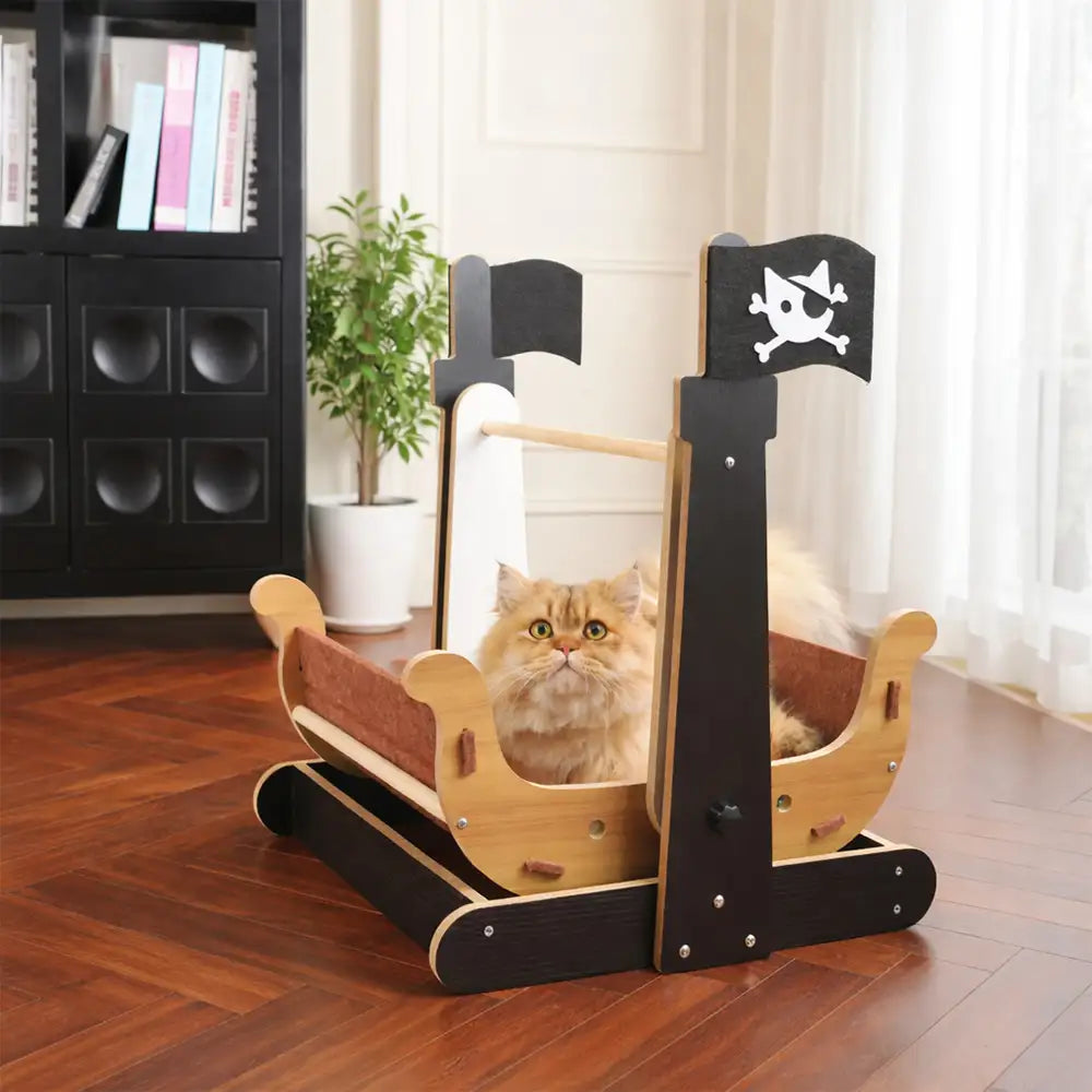 Pirate Ship Rocking Chair Cat Hammock Cat Scratching Board - Cat Tree detail view 2 | Petix pet supplies for dogs and cats