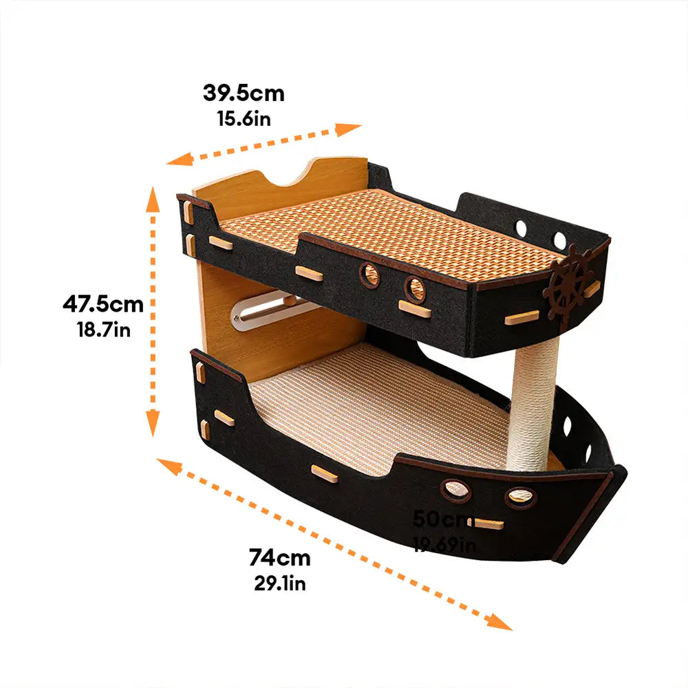 Pirate Ship Sisal Scratch-resistant Double-Layer Cat Bed Cat Scratchi... detail view 5 | Petix pet supplies for dogs and cats