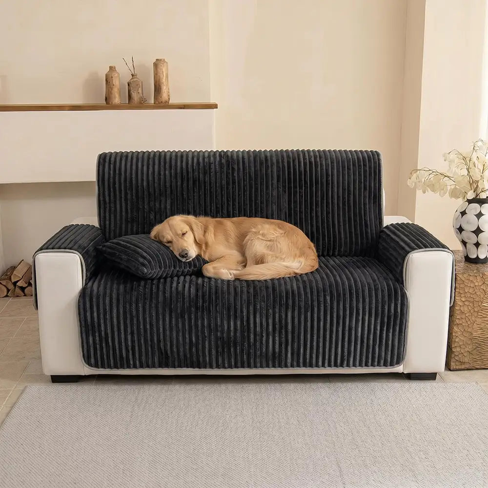 Plush Pet-Friendly Non-Slip One-Piece Couch Cover Reclin... lifestyle and size view 13 | Petix pet supplies for dogs and cats