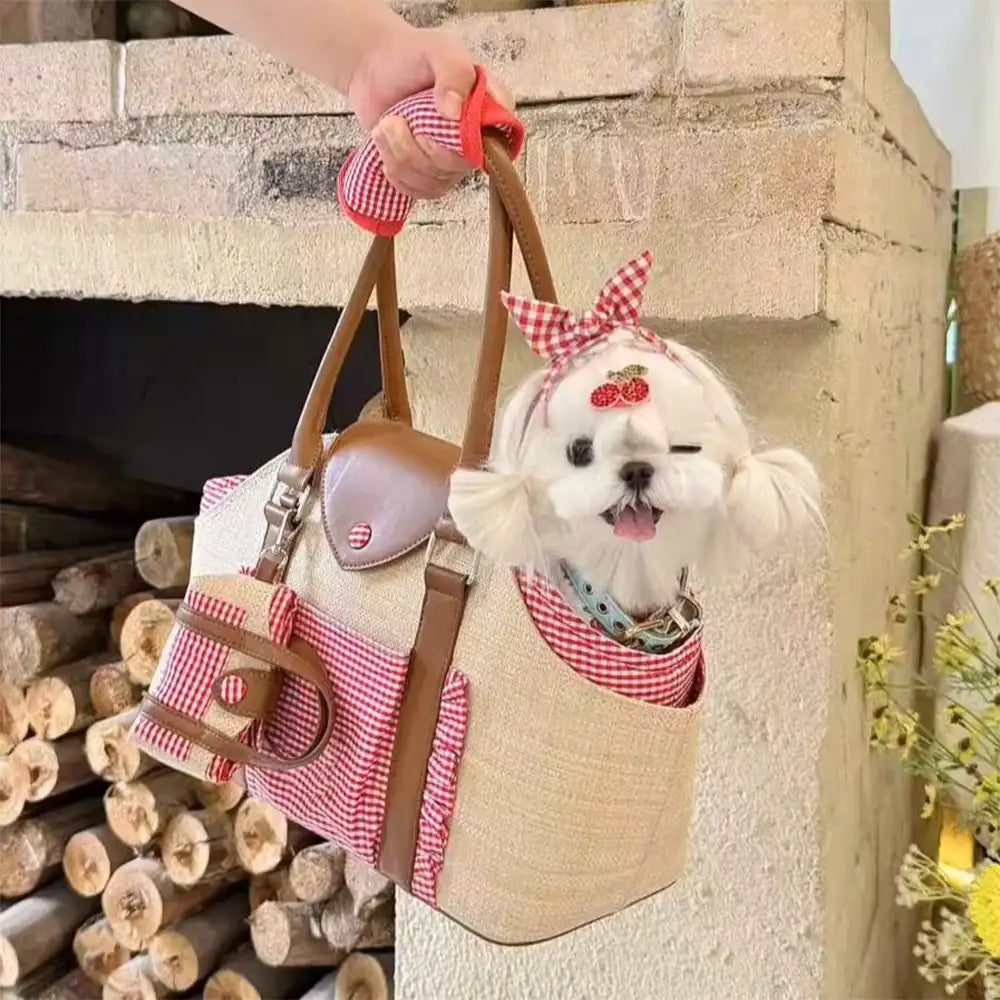 Portable Faux Woven Water-Repellent Dog Cat Carrier Pet Carrier Bag w... detail view 3 | Petix pet supplies for dogs and cats