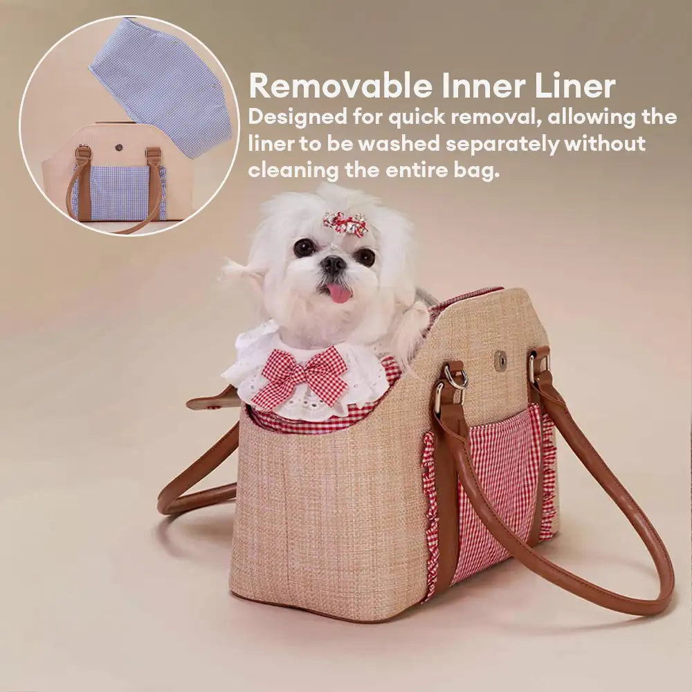 Portable Faux Woven Water-Repellent Dog Cat Carrier Pet Carrier Bag w... detail view 6 | Petix pet supplies for dogs and cats