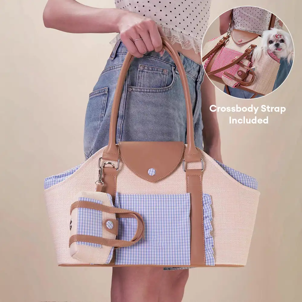 Portable Faux Woven Water-Repellent Dog Cat Carrier Pet Carrier Bag w... detail view 7 | Petix pet supplies for dogs and cats