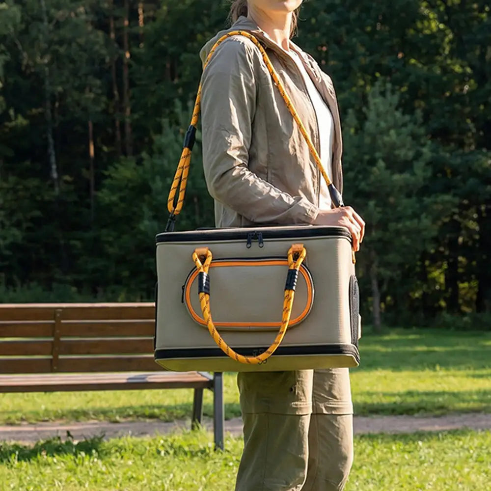 Portable Airline Approved Breathable Cat Carrier Bag for... lifestyle and size view 16 | Petix pet supplies for dogs and cats