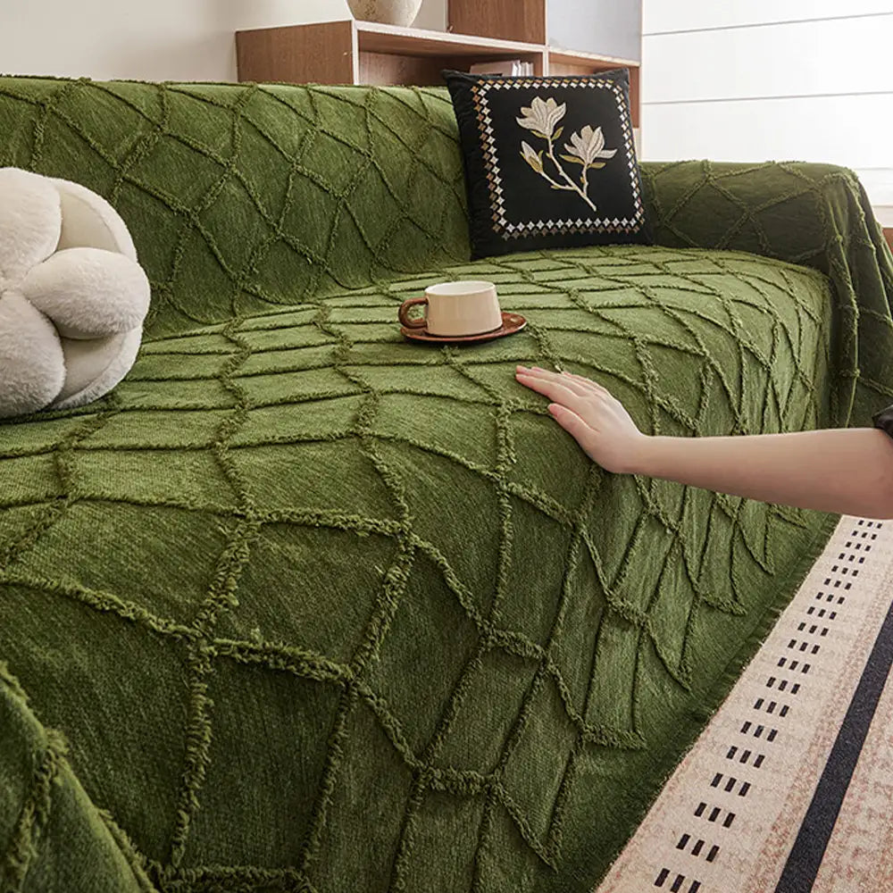 Retro Jungle Jacquard Chenille Anti-Scratch Sofa Protector Couch Cove... detail view 2 | Petix pet supplies for dogs and cats