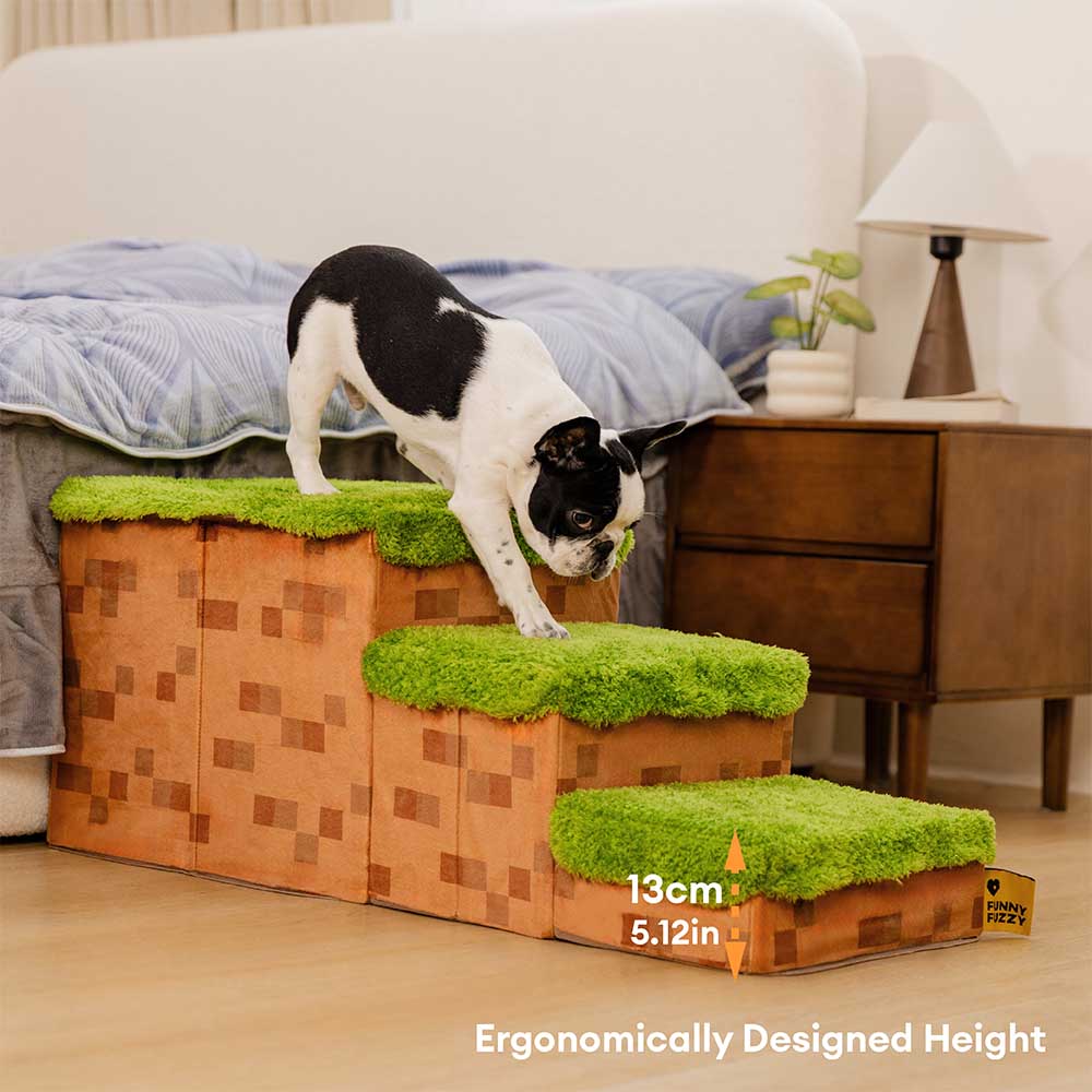 Retro Pixel Handcrafted Foldable Pet Stairs With Storage - Blocky Pa... detail view 13 | Petix pet supplies for dogs and cats