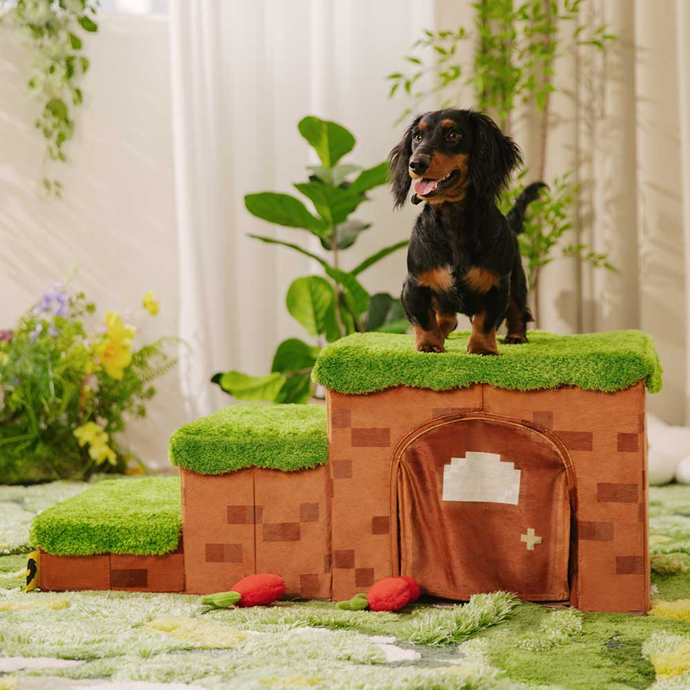 Retro Pixel Handcrafted Foldable Pet Stairs With Storage - Block... main product image | Petix pet supplies for dogs and cats