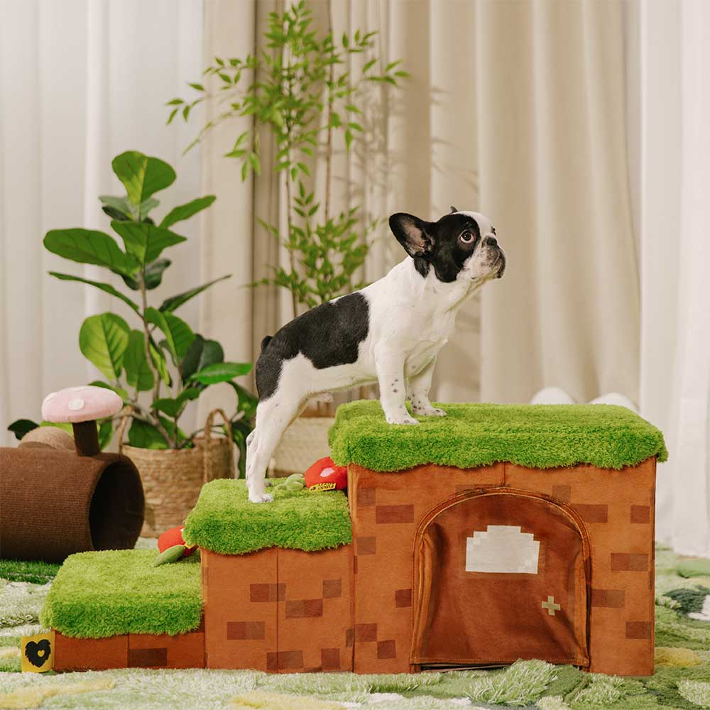 Retro Pixel Handcrafted Foldable Pet Stairs With Storage - Blocky Pa... detail view 12 | Petix pet supplies for dogs and cats