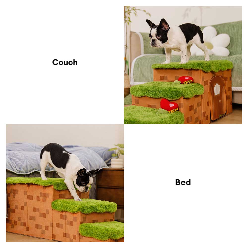 Retro Pixel Handcrafted Foldable Pet Stairs With Storage - Blocky Pa... detail view 14 | Petix pet supplies for dogs and cats
