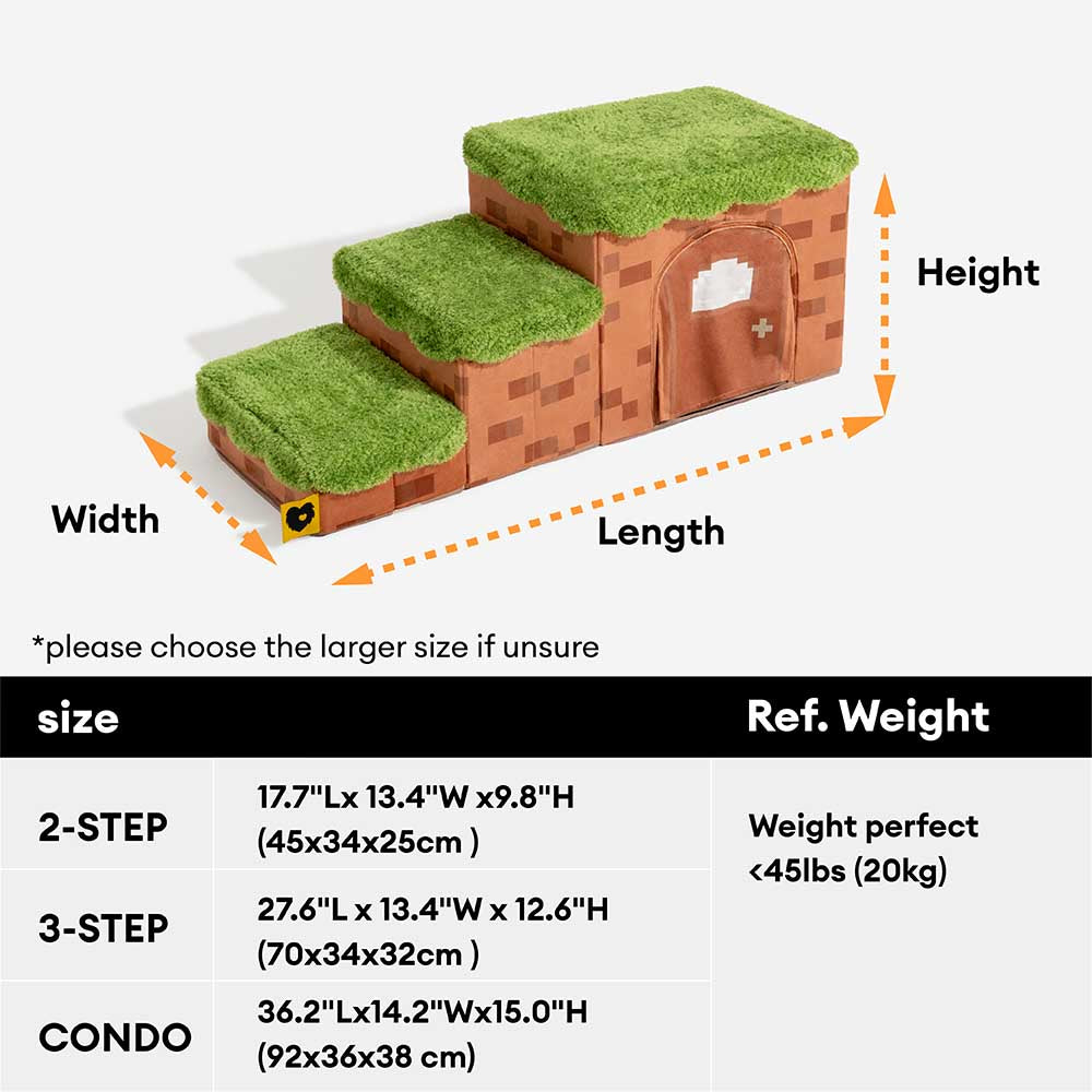 Retro Pixel Handcrafted Foldable Pet Stairs With Storage - Blocky Pa... detail view 16 | Petix pet supplies for dogs and cats