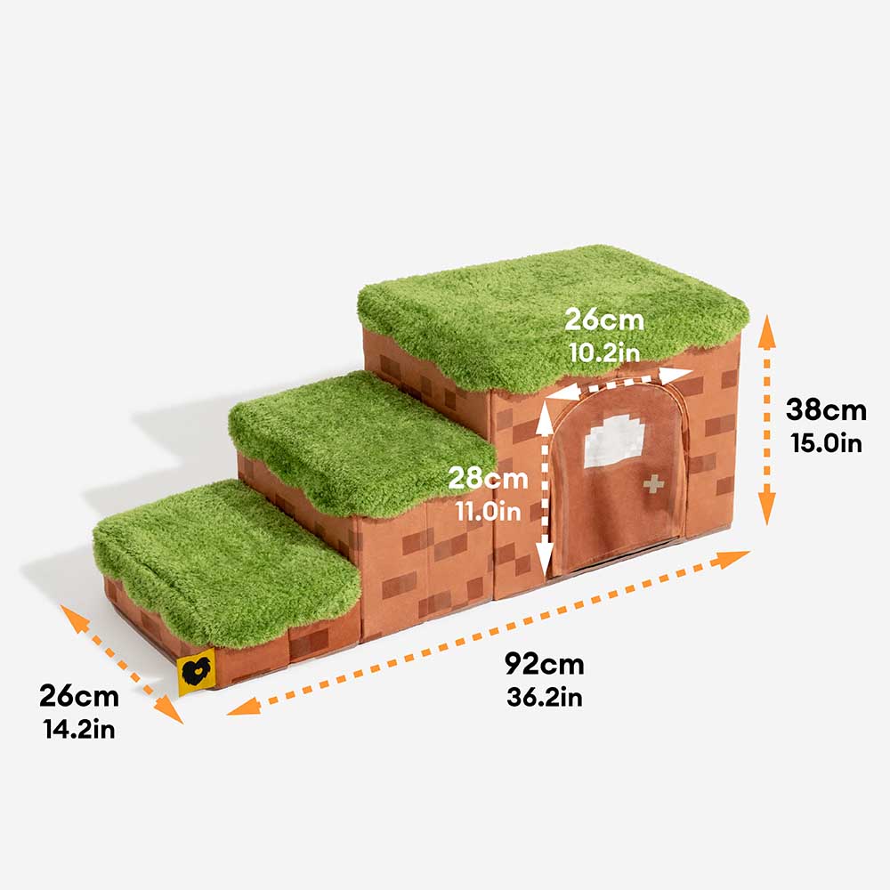 Retro Pixel Handcrafted Foldable Pet Stairs With Storage - Blocky Pa... detail view 15 | Petix pet supplies for dogs and cats