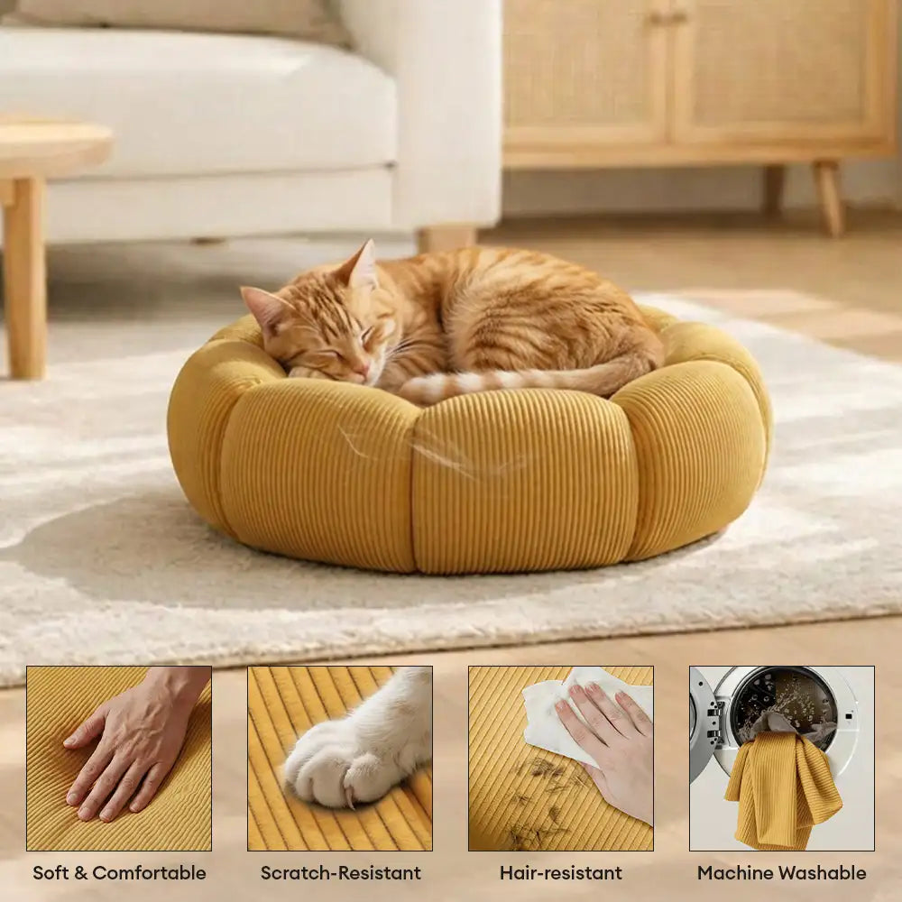 Soft Neck Support Washable Round Cat Bed Dog Bed - Dog Beds detail view 4 | Petix pet supplies for dogs and cats