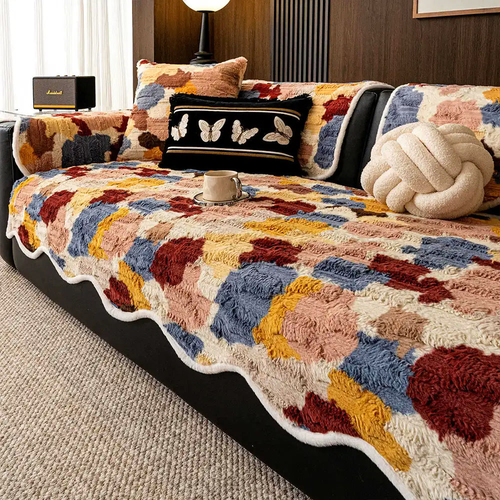 Stylish Color-Blocked Faux Rabbit Fur Soft Non-Slip Irregularly Shape... detail view 2 | Petix pet supplies for dogs and cats